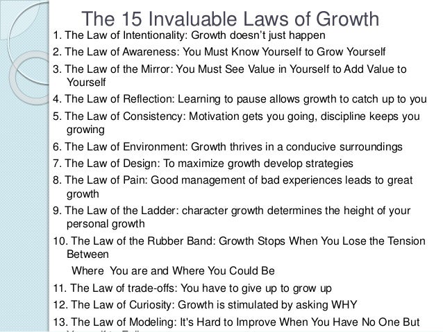 The 15 Invaluable Laws of Growth ppt by John Maxwell