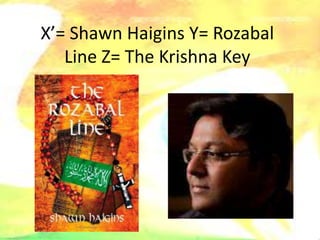 X’= Shawn Haigins Y= Rozabal
Line Z= The Krishna Key
 