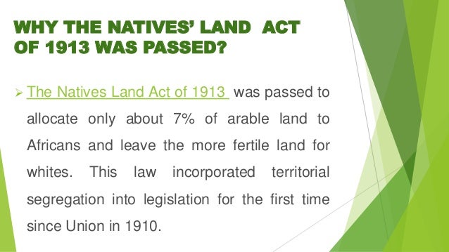 1913 land act essay grade 10