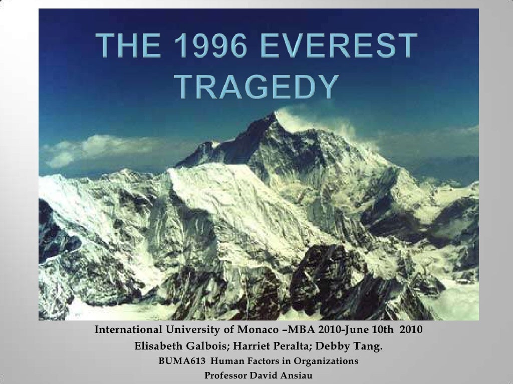 The 1996 everest tragedy case study