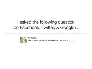 I asked the following question
on Facebook, Twitter, & Google+.
 