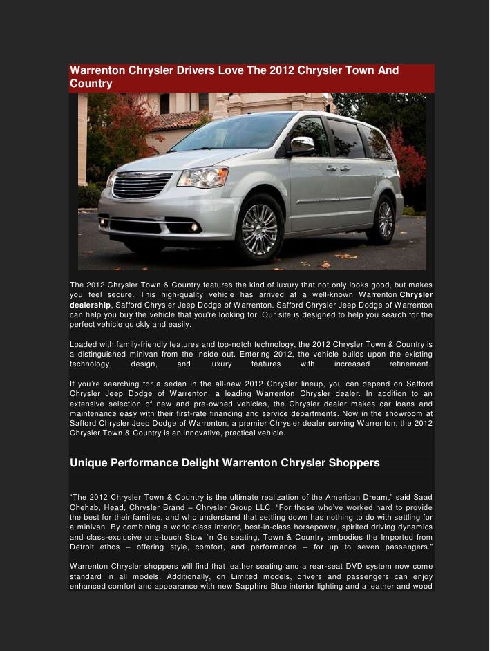 The 2012 Chrysler Town And Country