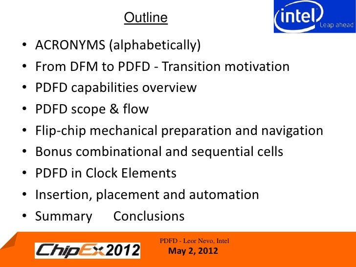 The 2012 Transition From Dfm To Pdfd Leor Nevo intel