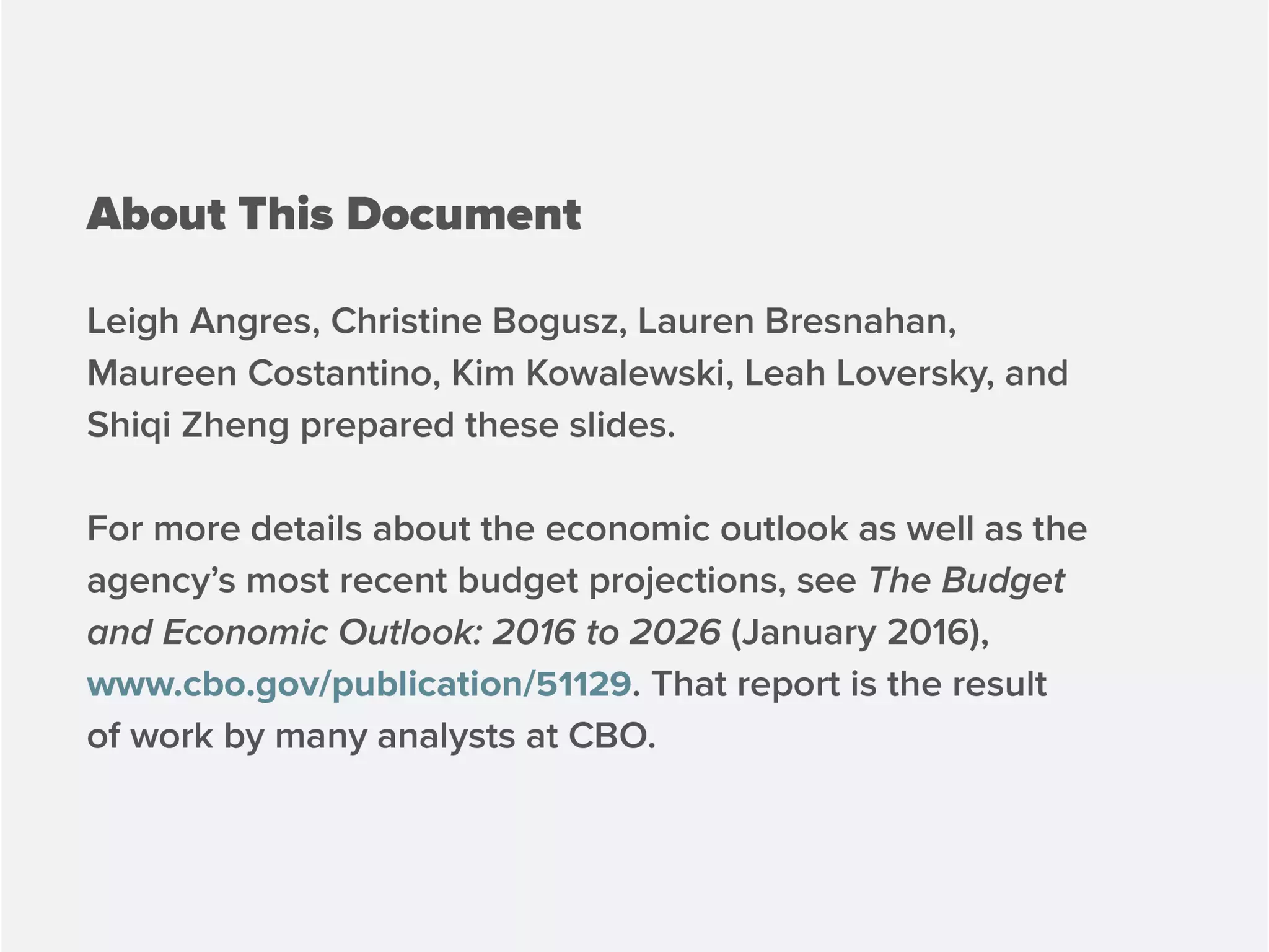 The 2016 Economic Outlook in 17 Slides