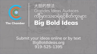 Submit your ideas online or by text
BigBoldIdeas.org
919-525-1395
 