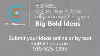 Submit your ideas online or by text
BigBoldIdeas.org
919-525-1395
 