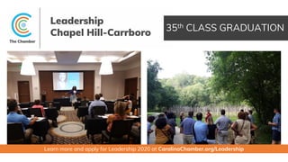 35th CLASS GRADUATION
Learn more and apply for Leadership 2020 at CarolinaChamber.org/Leadership
 
