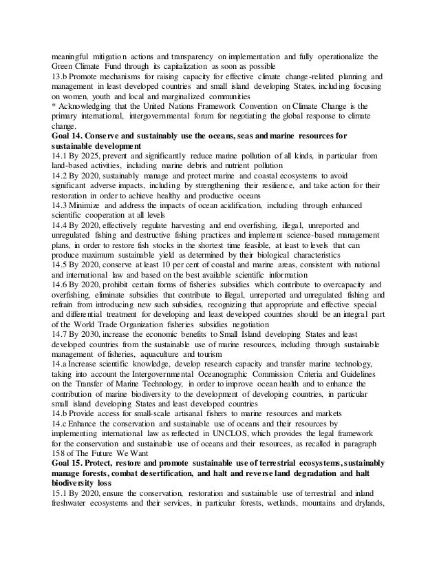 The 2030 Agenda For Sustainable Development