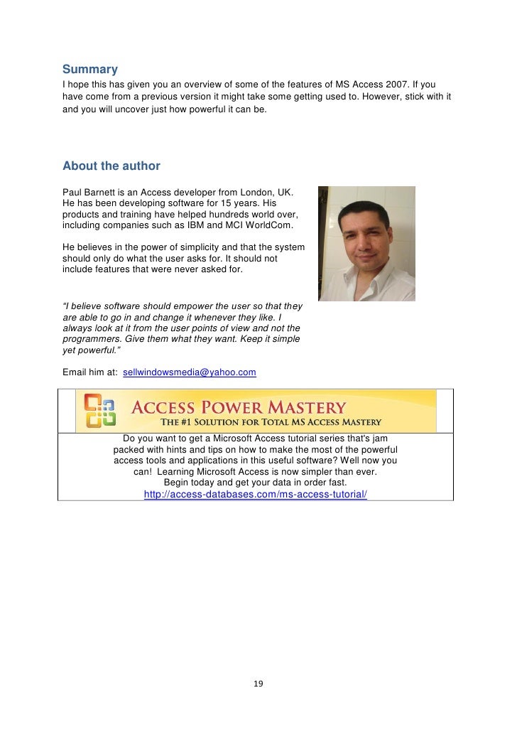 The Minute Guide To Using Ms Access 07