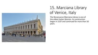 Vience Library The 20 Most Beautiful Libraries in the World | PPTX