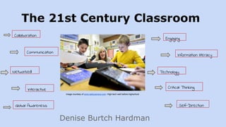 The 21st Century Classroom
Denise Burtch Hardman
Collaboration
Communication
Networked
Interactive
Engaging
Information literacy
Technology
Critical Thinking
Global Awareness Self-Direction
image courtesy of www.dailycamera.com -High-tech well before highschool
 