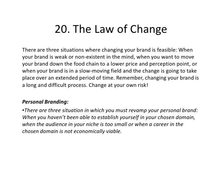 20. The Law of Change