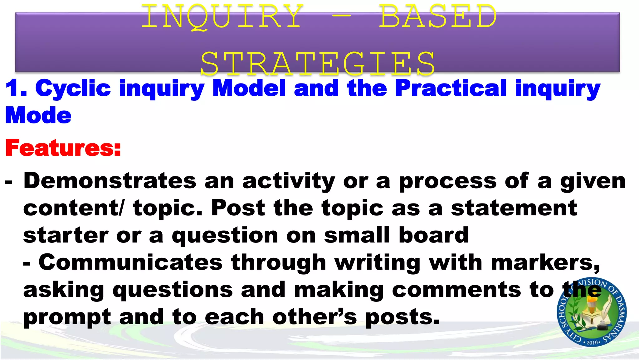 Practical Inquiry The 2 c 2i-1r pedagogical approaches | PPTX