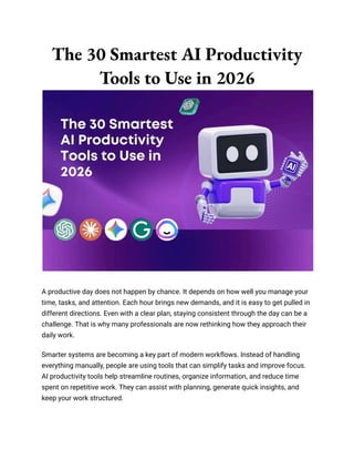 The 30 Smartest AI Productivity Tools to Use in 2026.pdf