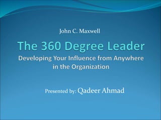 John C. Maxwell
Presented by: Qadeer Ahmad
 
