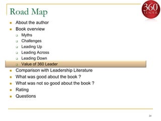 Road Map<br />About the author<br />Book overview<br />Myths<br />Challenges<br />Leading Up<br />Leading Across<br />Lead...