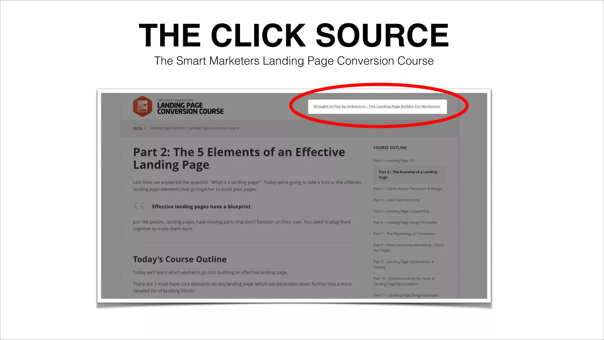 THE CLICK SOURCE!
The Smart Marketers Landing Page Conversion Course

 