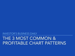 THE 3 MOST COMMON &
PROFITABLE CHART PATTERNS
INVESTOR’S BUSINESS DAILY
 