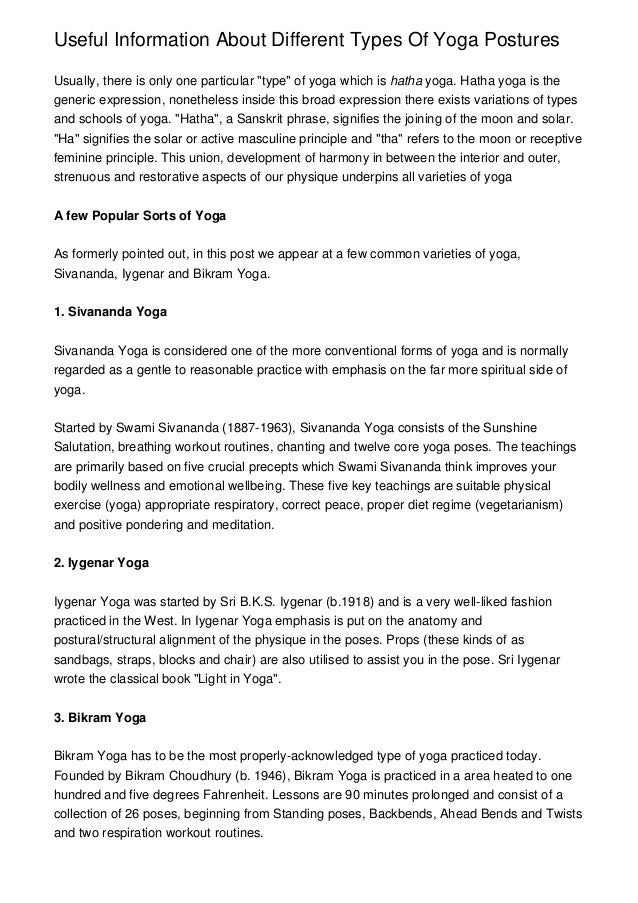 Useful Information About Different Types Of Yoga Postures