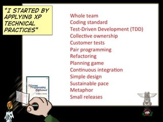 “I started by
applying XP
technical
practices”

 
