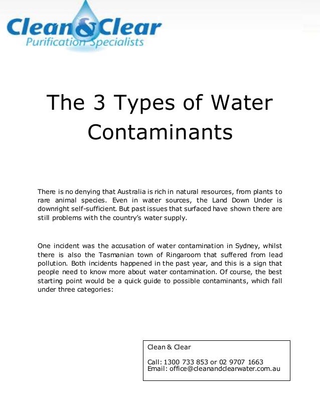 The 3 Types of Water Contaminants