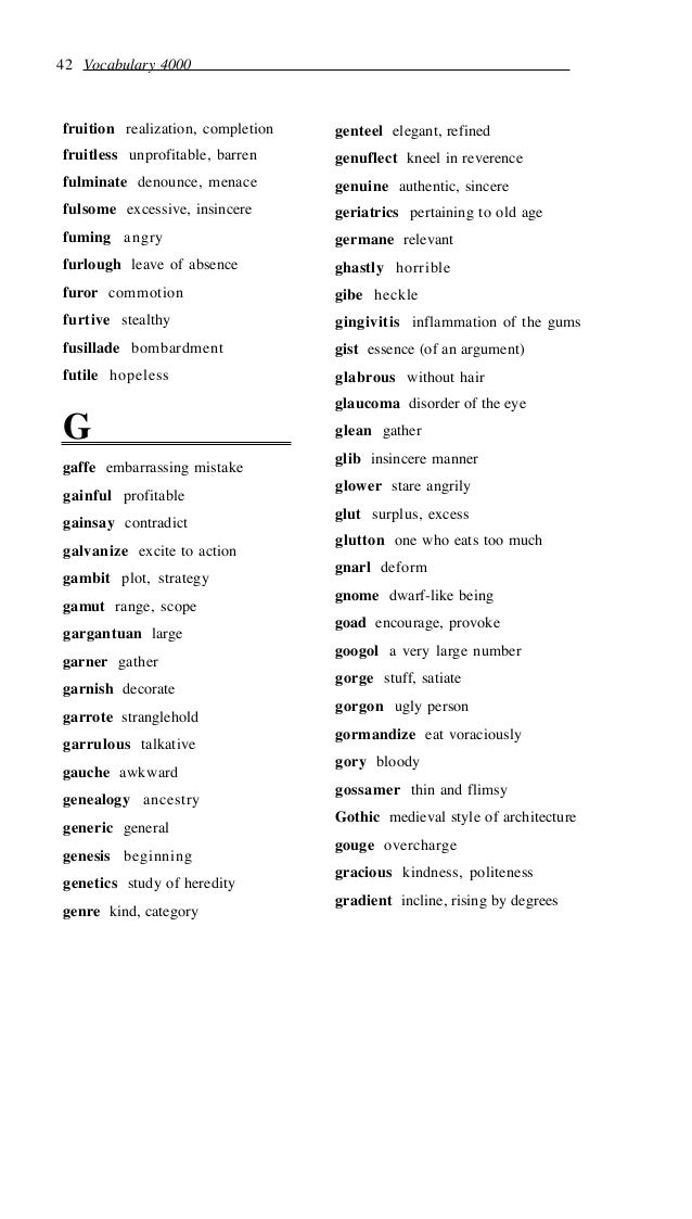 The 4000 english words essential for an educated vocabulary