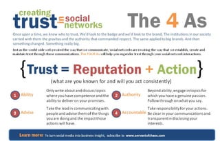 How to Build Trust in Social Networks - The 4 As