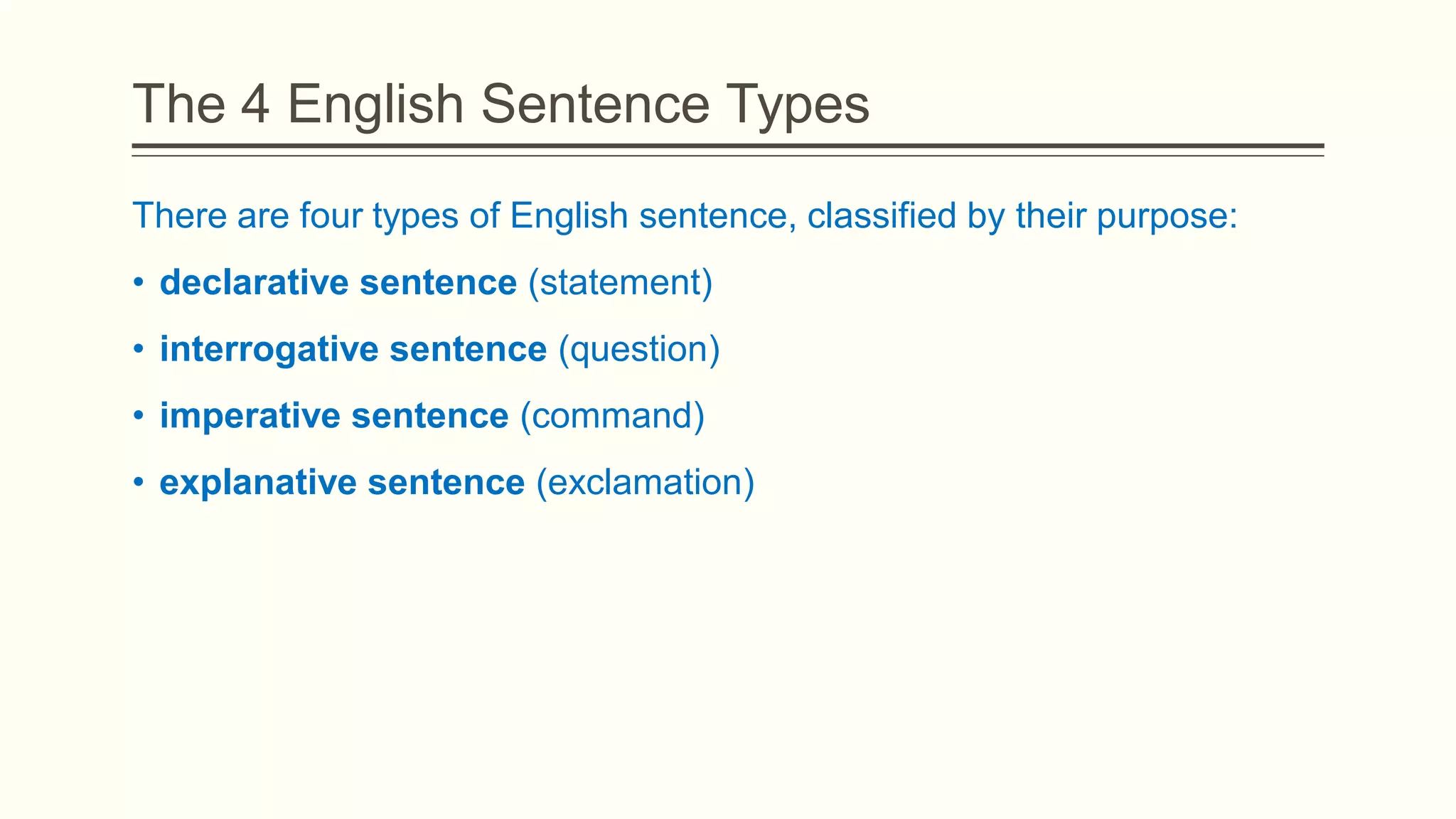 THE 4 ENGLISH SENTENCE TYPES visual data 8