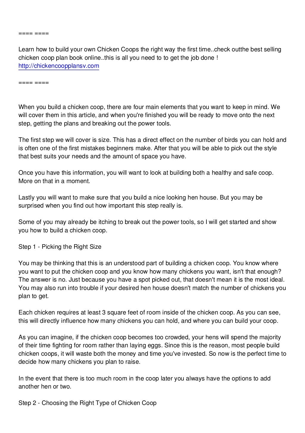 Building A Chicken Coop Plans