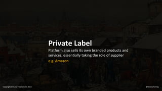 Private Label
Platform also sells its own branded products and
services, essentially taking the role of supplier
e.g. Amazon
@MarcoTorreg
Copyright © Euro Freelancers 2022
 