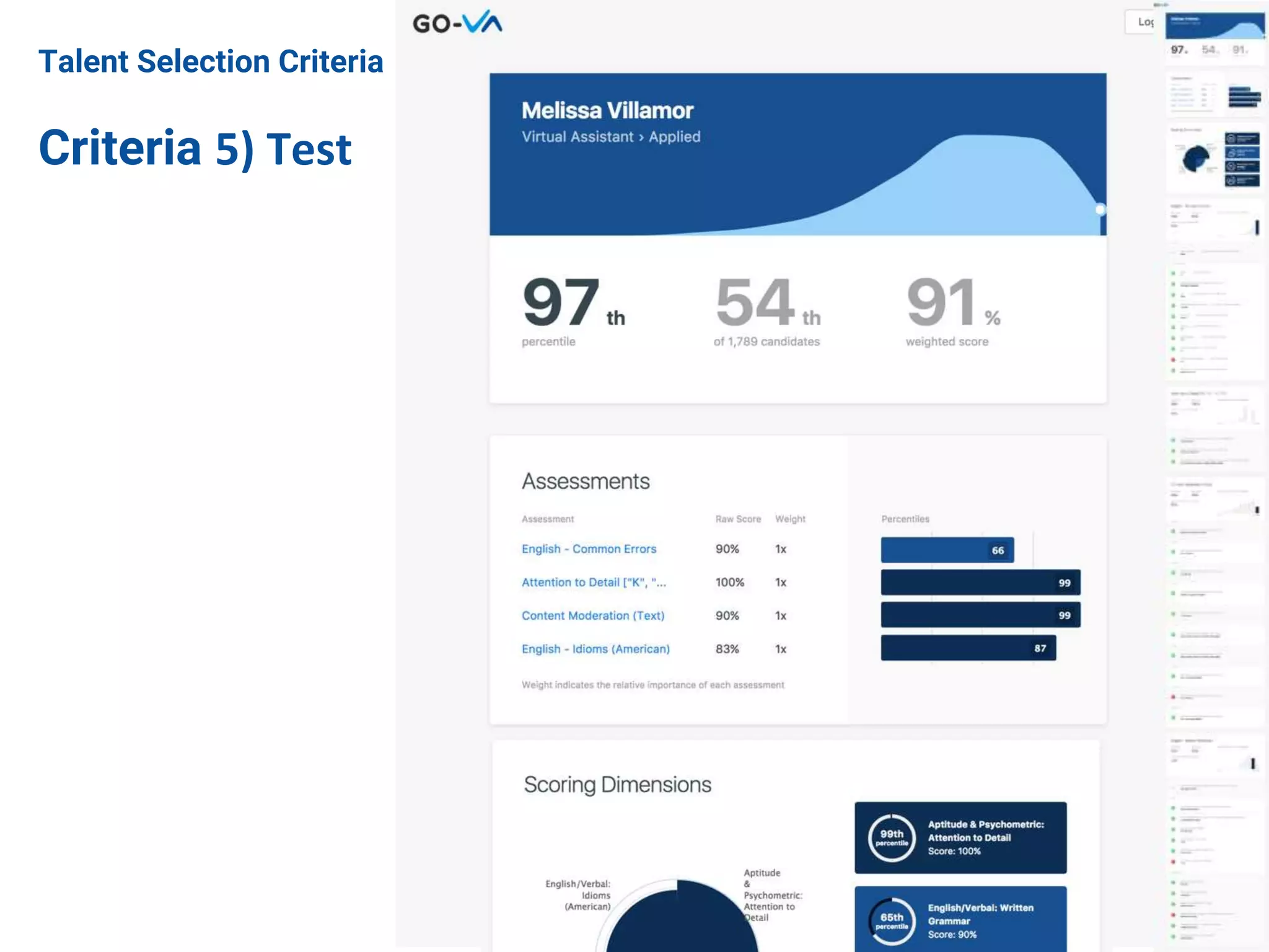 Talent Selection Criteria
Criteria 5) Test
 