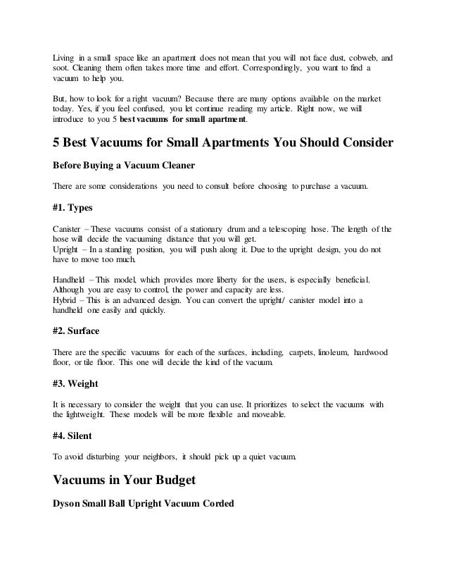 The 5 best vacuums for small apartments The 5 best vacuums for small apartments