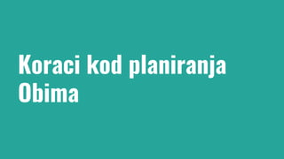 Koraci kod planiranja
Obima
 