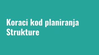Koraci kod planiranja
Strukture
 