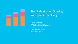 The 5 Metrics for Growing 
Your Team Effectively 
Steve 
McKenzie 
VP 
Sales, 
InsightSquared 
Sales 
Hackers 
Series 
November 
2014 
 