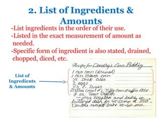 Recipe Components The_5_Parts_of_a_Recipe-Thayer.paptaaaaaaaa | PPT