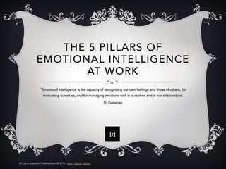 THE 5 PILLARS OF
EMOTIONAL INTELLIGENCE
AT WORK
“Emotional intelligence is the capacity of recognizing our own feelings and those of others, for
motivating ourselves, and for managing emotions well in ourselves and in our relationships.
D. Goleman
All rights reserved TheRetailRoom® 2016 | Blog | Twitter |Author
 