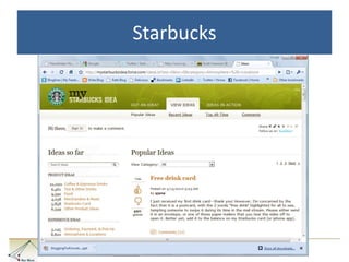 Customer Social MediaResponding to the “groundswell”Brand- and message drivenPresence Active listeningSales“Social CRM”“…engaging the customer in a collaborative conversation in order to provide mutually beneficial value… it’s the company’s response to the customer’s ownership of the conversation.” – Paul Greenberg