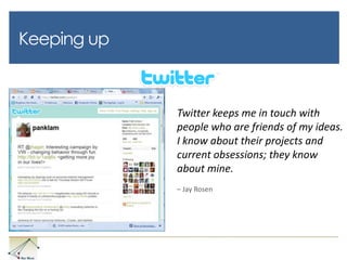 The TrajectoryThe use of emergent social software platforms within companies, or between companies and their partners or customers (Andrew McAfee)An organization designed consciously around sociality and social tools, as a response to a changed world and the emergence of the social web (Stowe Boyd)Web applications that facilitate interactive information sharing, interoperability, user-centered design, and collaboration on the World Wide Web