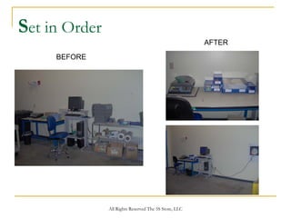 Set in Order
                                                       AFTER

     BEFORE




               All Rights Reserved The 5S Store, LLC
 