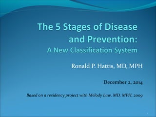 Ronald P. Hattis, MD, MPH
December 2, 2014
Based on a residency project with Melody Law, MD, MPH, 2009
1
 
