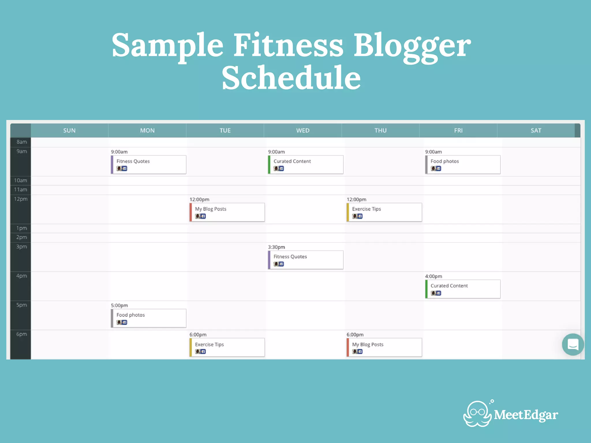 Sample Fitness Blogger
Schedule
 