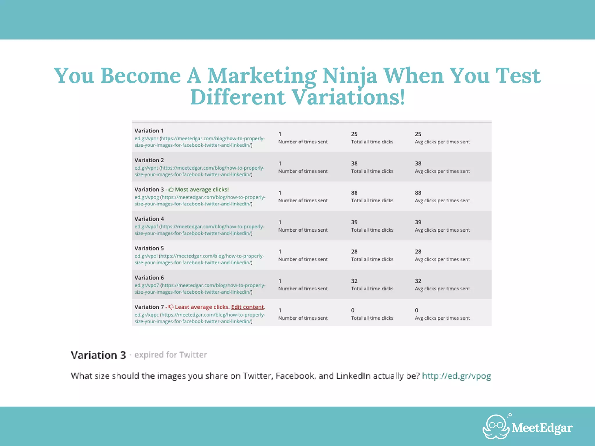 You Become A Marketing Ninja When You Test
Different Variations!
 