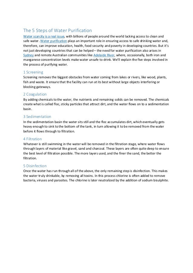 The 5 steps of water purification