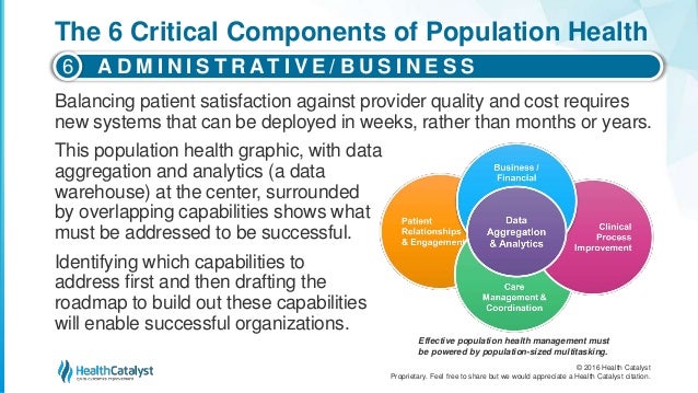the 6 critical components of population health what are the 6 components of health