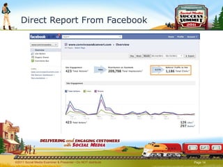 Direct Report From Facebook ©2011 Social Media Examiner & Presenter • Do NOT distribute  