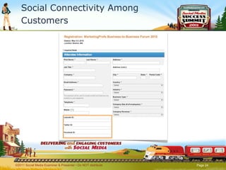 Social Connectivity Among Customers ©2011 Social Media Examiner & Presenter • Do NOT distribute  