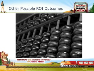 Other Possible ROI Outcomes ©2011 Social Media Examiner & Presenter • Do NOT distribute  