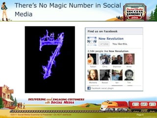 There’s No Magic Number in Social Media ©2011 Social Media Examiner & Presenter • Do NOT distribute  