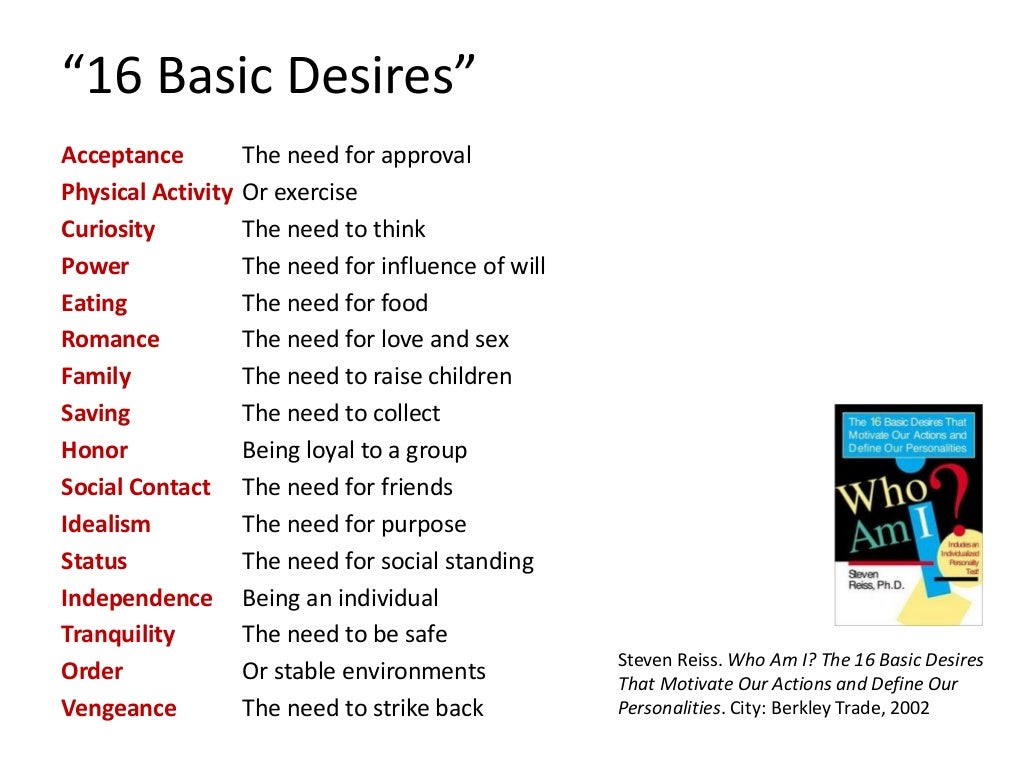 “9 Basic Desires” Acceptance The